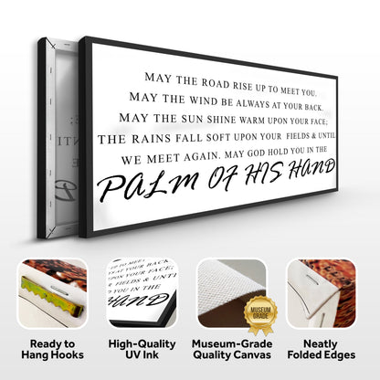 Irish Blessing Farmhouse Sign III canvas wall art by Tailored Canvases with black frame on Tampa Home & Garden Store