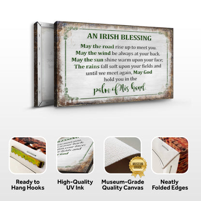 Irish Blessing Farmhouse Sign II canvas by Tailored Canvases; white wood with green border on Tampa Home & Garden Store