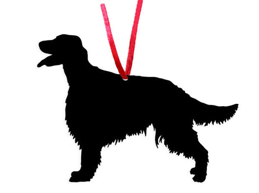 Irish Setter plant stake silhouette in black with red hanger on Tampa Home & Garden Store
