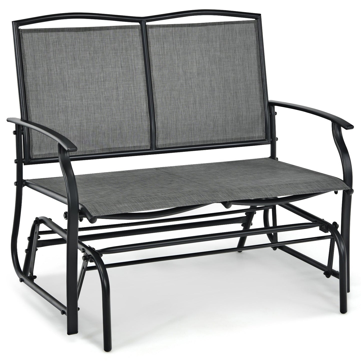 Iron Patio Rocking Chair for Outdoor Backyard and Lawn-Gray - Tampa Home & Garden Store