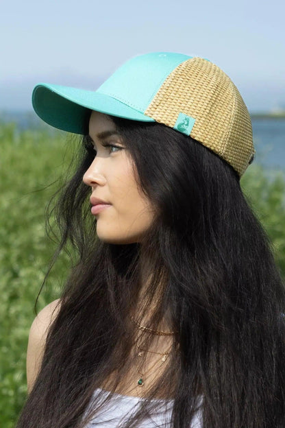 Island Vibes Baseball Cap with Raffia - Tampa Home & Garden Store