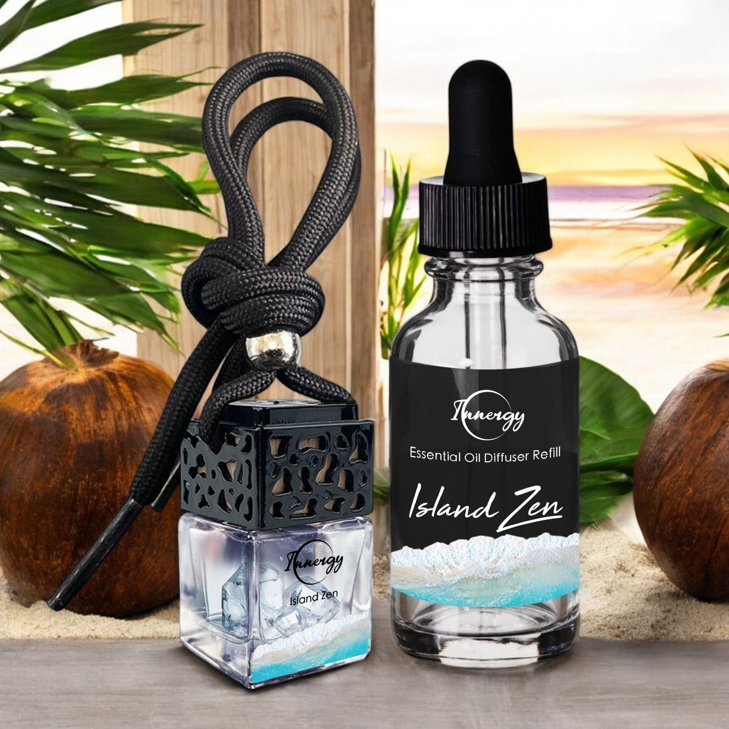 Island Zen Crystal-Enhanced Oil Diffuser, Car Air Freshener, 8ml - Tampa Home & Garden Store