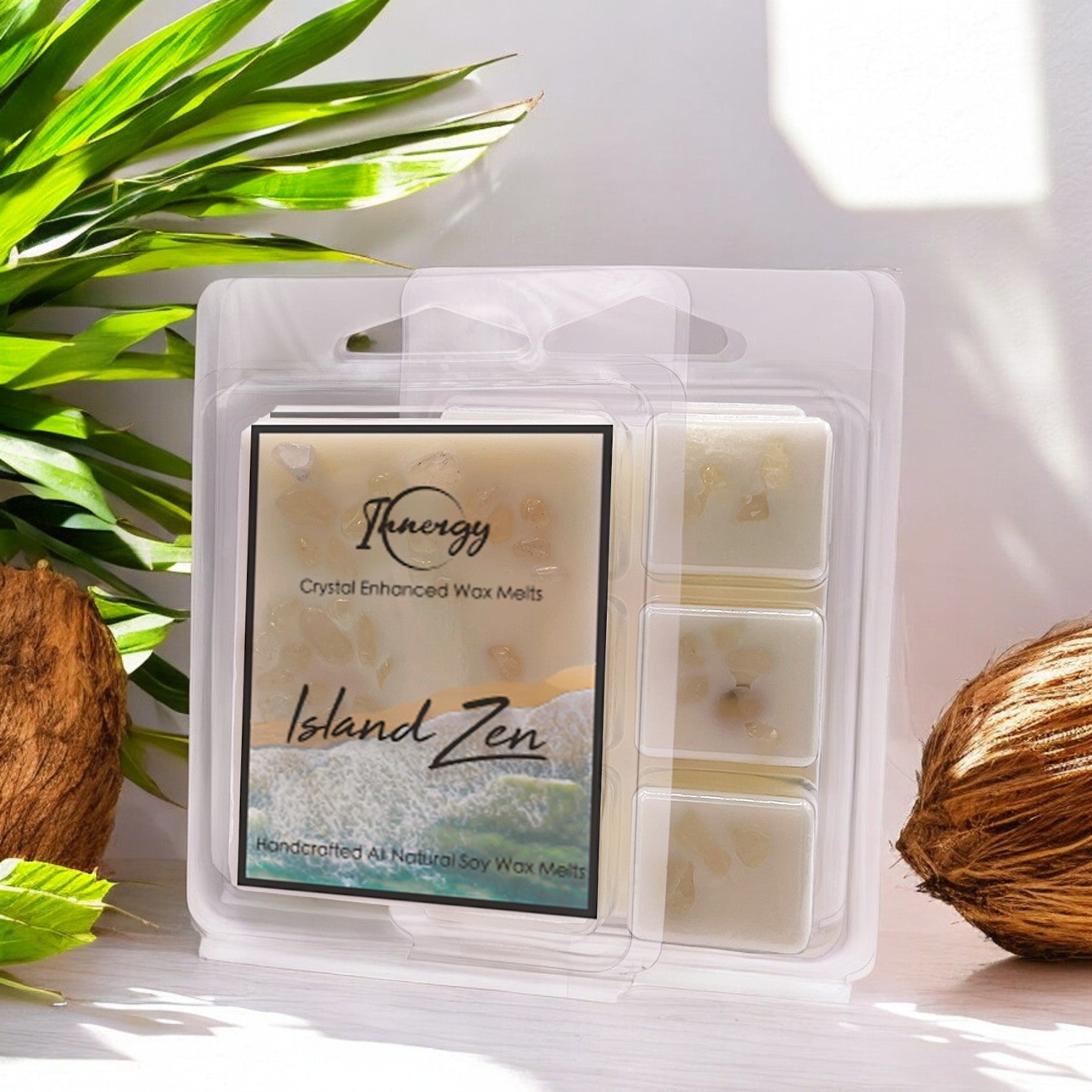 Island Zen Crystal-Enhanced Premium Coconut-Soy Wax Melts - Tampa Home & Garden Store