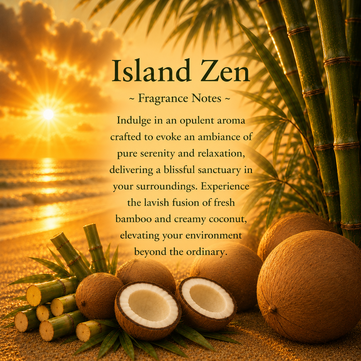 Fondants de cire de coco-soja de qualité supérieure enrichis en cristaux Island Zen