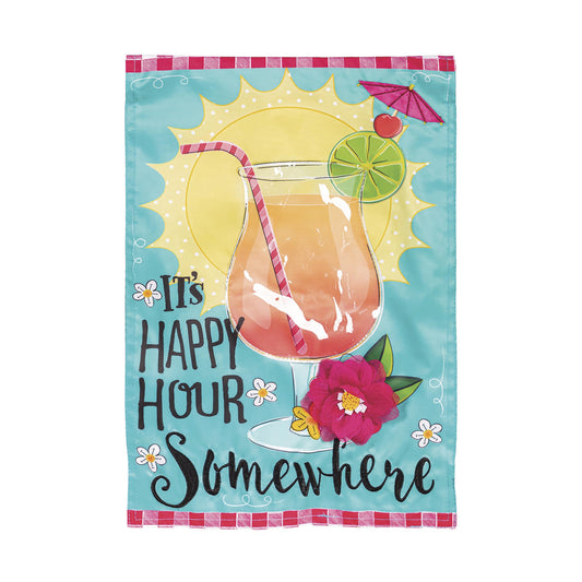 It's Happy Hour Somewhere Applique Garden Flag - Tampa Home & Garden Store