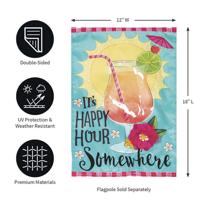 It's Happy Hour Somewhere Applique Garden Flag - Tampa Home & Garden Store