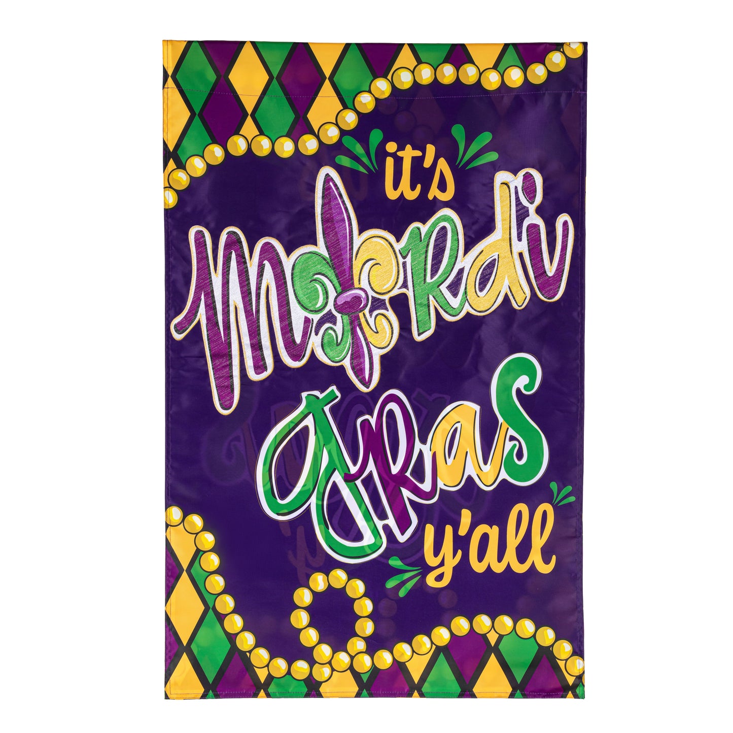 It's Mardi Gras Y'all Applique House Flag - Tampa Home & Garden Store