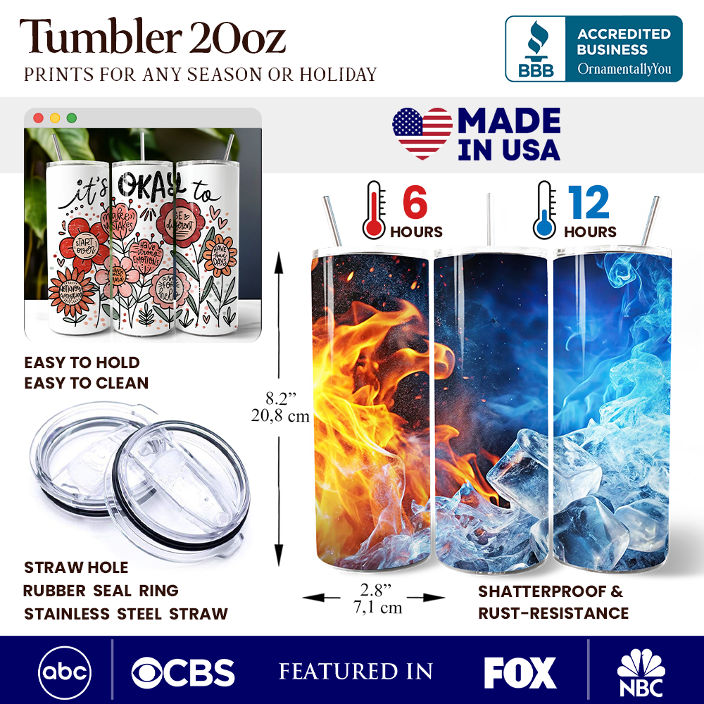 It's Okay Floral Affirmation 20oz Personalized Tumbler With Lid and Stainless Steel Straw, Boho Motivational Travel Mug Gift - Tampa Home & Garden Store