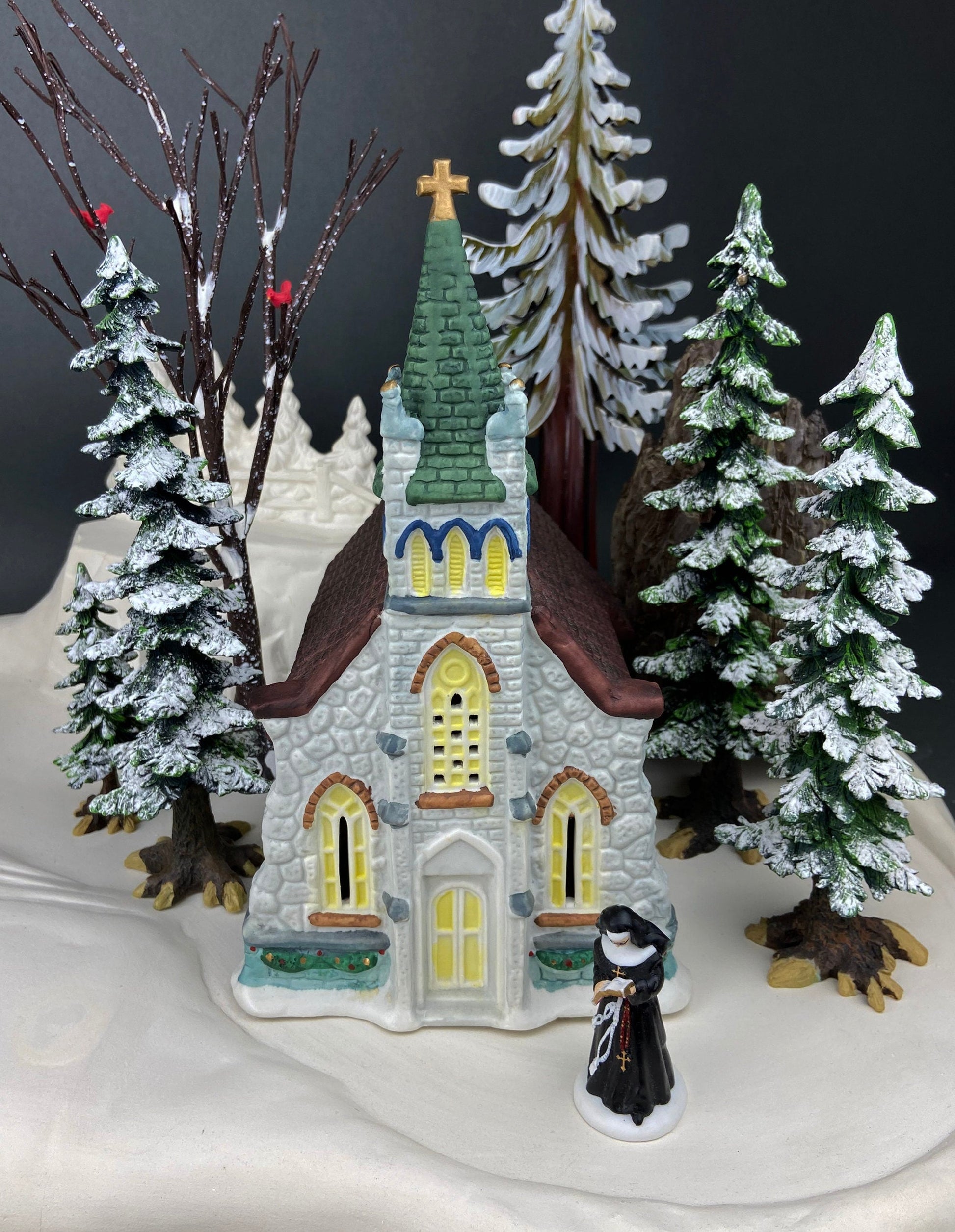 Ivy Glen Church by Department 56. Dicken's Village Series. Porcelain Illuminated House.  Christmas Village Accessories. - Tampa Home & Garden Store