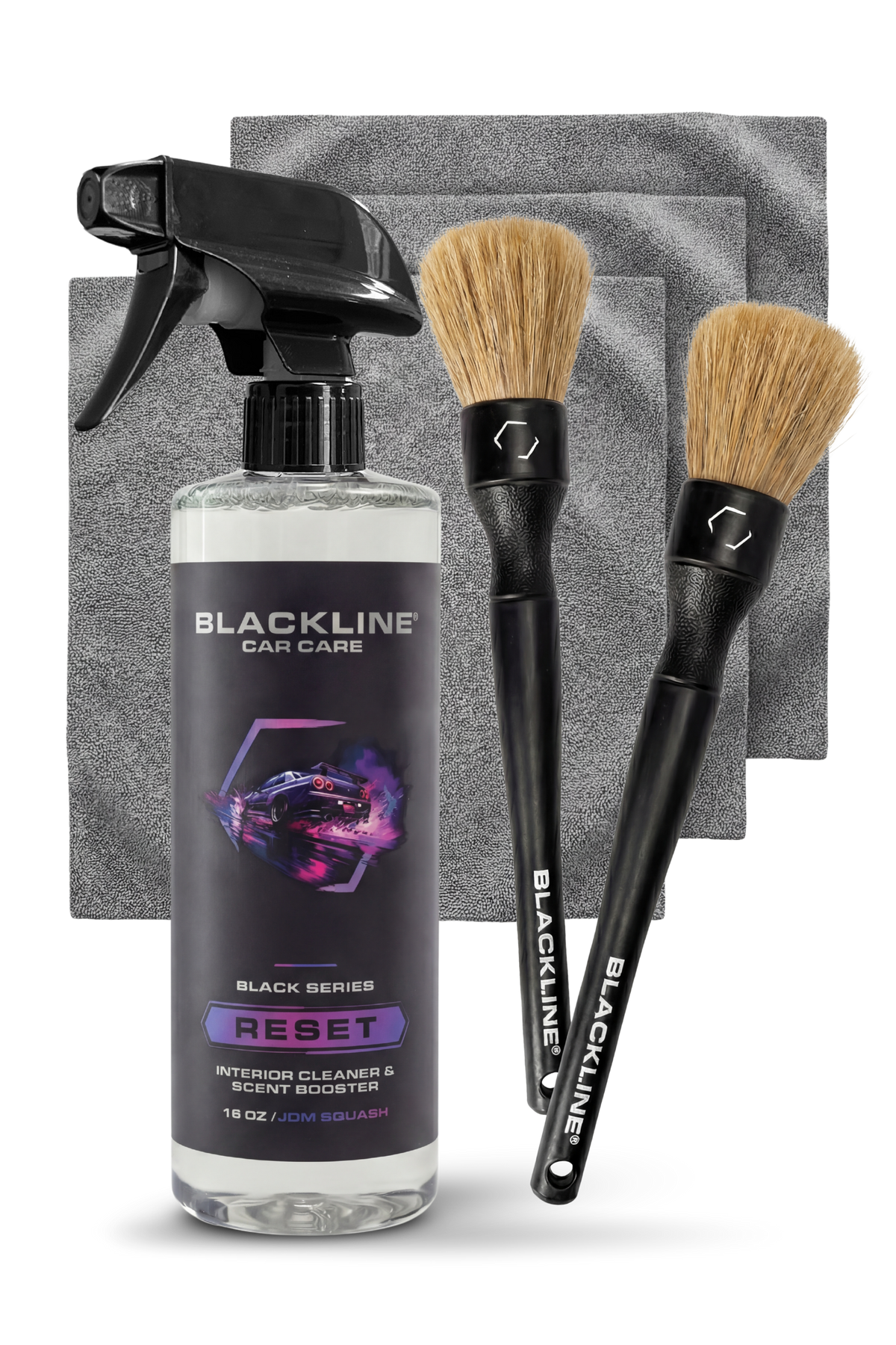 Blackline Reset interior cleaner & scent booster kit with microfiber towels and brushes on Tampa Home & Garden Store