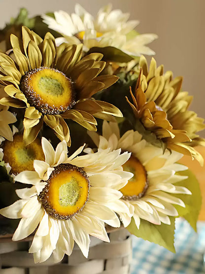 Painterly Sunflower Bouquet 20in artificial plants with three sunflowers and yellow centers on Tampa Home & Garden Store