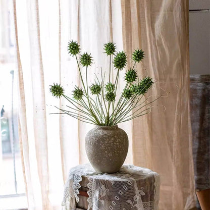 Faux thistle seed pod stem 33in tall RusticReach artificial non-flowering plant in a gray vase on Tampa Home & Garden Store