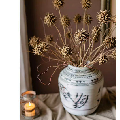 Faux Thistle Seed Pod Stem 33in tall beige seed heads in a vase RusticReach artificial plant on Tampa Home & Garden Store