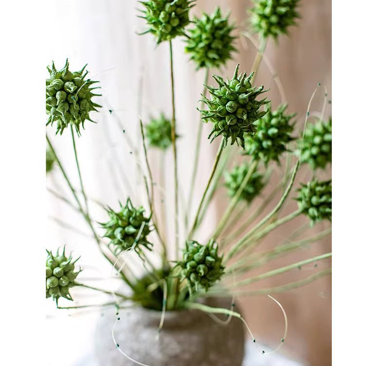 Faux Thistle Seed Pod Stem 33in tall, green artificial non-flowering plant RusticReach on Tampa Home & Garden Store
