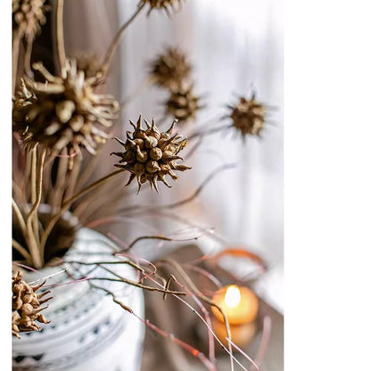 Faux thistle seed pod stem 33 in tall, brown seed pods, RusticReach artificial plant on Tampa Home & Garden Store