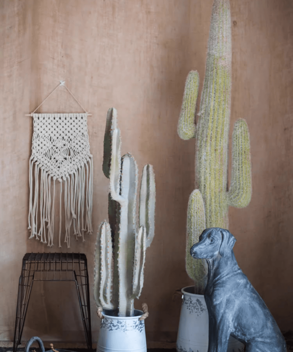 Artificial cactus in pot, varied styles with a few columnar cacti in blue planters RusticReach on Tampa Home & Garden Store