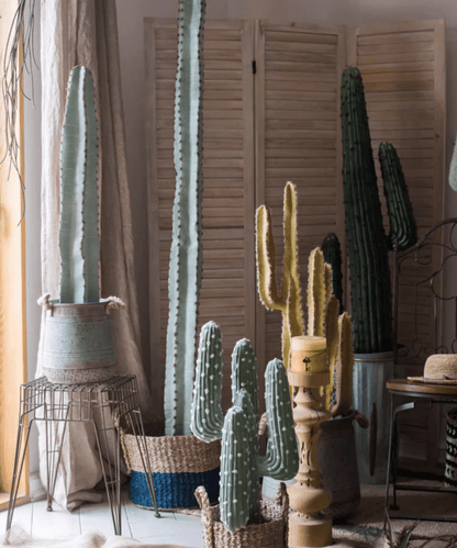 Artificial Cactus in Pot Various Styles by RusticReach; blue-green cacti in ceramic planters on Tampa Home & Garden Store