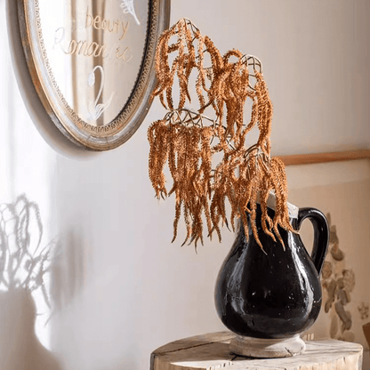 Artificial amaranth stem 23.6 inches tall in a black ceramic pitcher with orange fronds RusticReach on Tampa Home & Garden Store