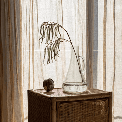 Artificial Amaranth Stem 23.6 in tall by RusticReach in a glass carafe vase with a drooping green bloom on Tampa Home & Garden Store