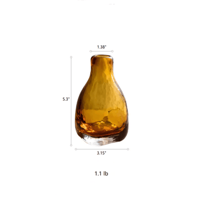 Amber handblown glass bottle vase by RusticReach, teardrop shape on Tampa Home & Garden Store