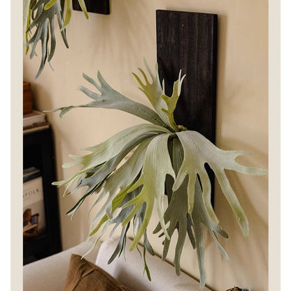 Artificial Antler Fern on Solid Wood Base mounted on dark wood plaque RusticReach wall decor on Tampa Home & Garden Store