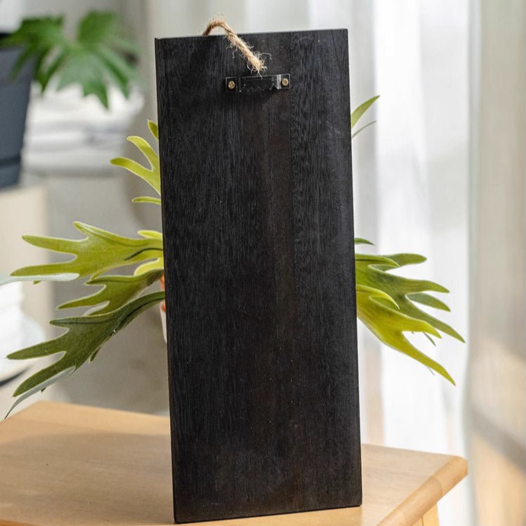 Artificial Antler Fern on Solid Wood Base tall black wood plaque with jute hanger on Tampa Home & Garden Store