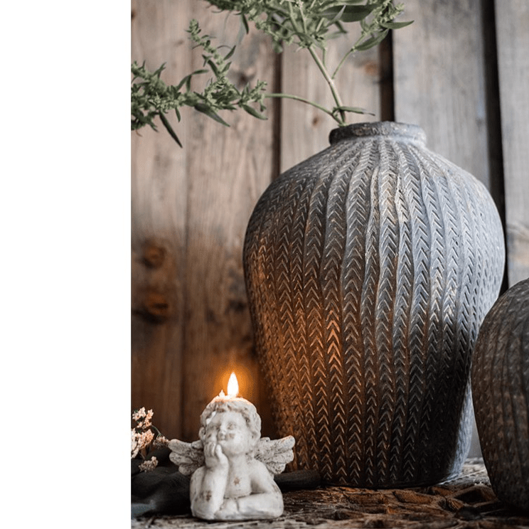 Artisan Handcrafted Antique Vase gray ceramic with chevron pattern by RusticReach on Tampa Home & Garden Store