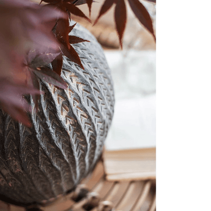 Antique vase by RusticReach, artisan handcrafted dark gray ceramic with chevron texture on Tampa Home & Garden Store