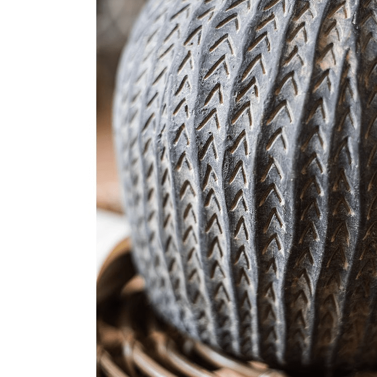 Antique Vase RusticReach with dark textured chevron pattern on Tampa Home & Garden Store