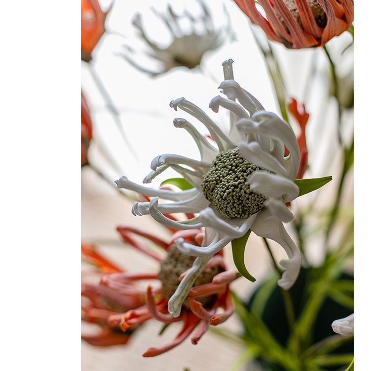 Faux Silk Colored Art Sunflower Stem 39in Tall by RusticReach, white-green artificial flowering plant on Tampa Home & Garden Store