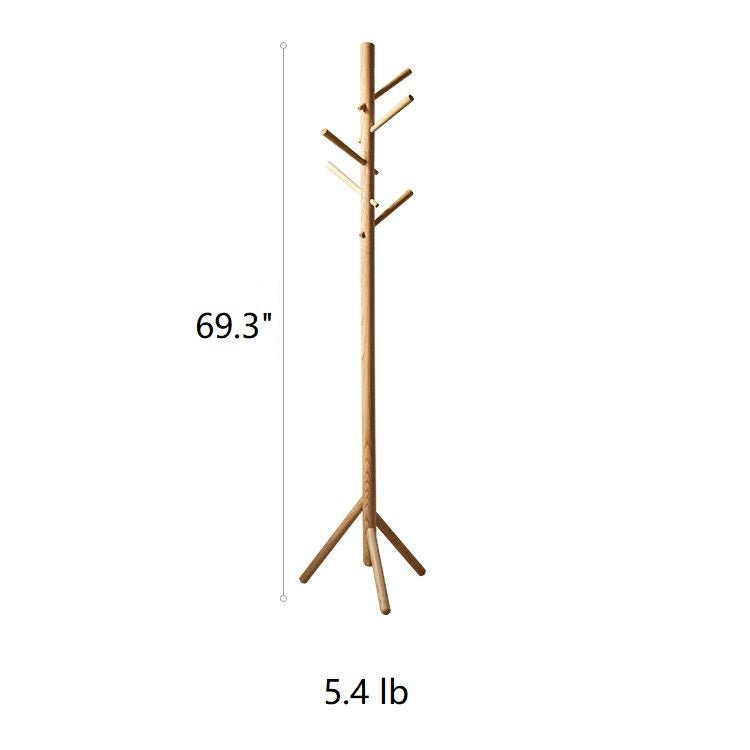 RusticReach ash wood coat rack with peg hooks, freestanding entryway rack, 69.3 inches on Tampa Home & Garden Store
