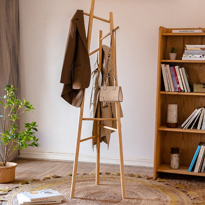 Ash wood coat rack by RusticReach, solid wood freestanding hall stand with coats and bag on Tampa Home & Garden Store