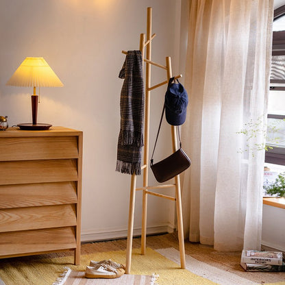 Ash Wood Coat Rack by RusticReach, natural solid wood with multiple hooks on Tampa Home & Garden Store
