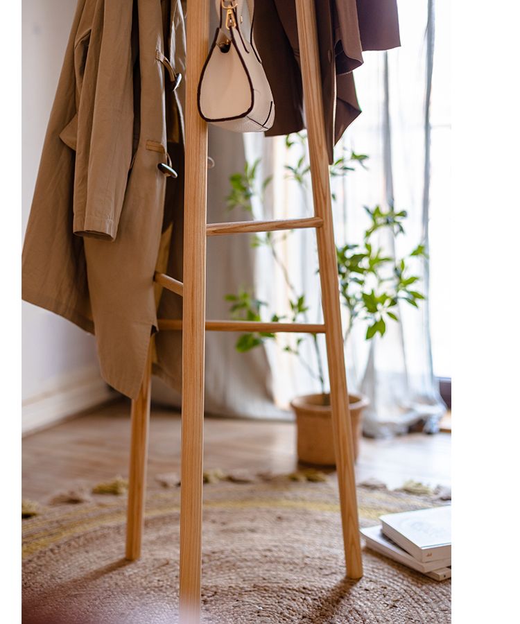 Ash Wood Coat Rack by RusticReach, solid wood ladder rack with coats and handbag on Tampa Home & Garden Store