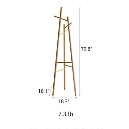 Ash Wood Coat Rack by RusticReach, solid wood with angled legs, 72.8 in tall on Tampa Home & Garden Store