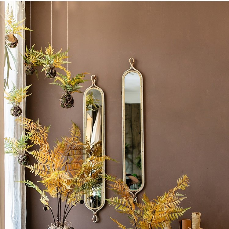 Artificial Fern Ball faux plant in fall colors by RusticReach; hanging fern balls on brown wall on Tampa Home & Garden Store