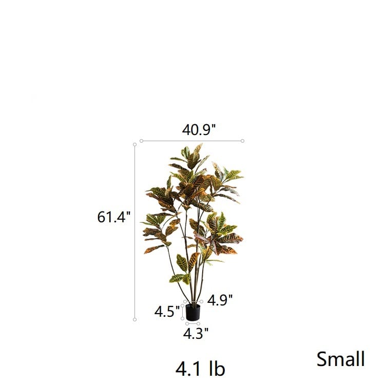 RusticReach Large Leaf Artificial Croton Tree in Pot with variegated green and brown leaves on Tampa Home & Garden Store