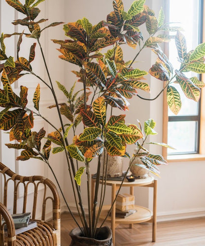 Large Leaf Artificial Croton Tree in Pot by RusticReach colorful leaves in a dark pot Store on Tampa Home & Garden Store