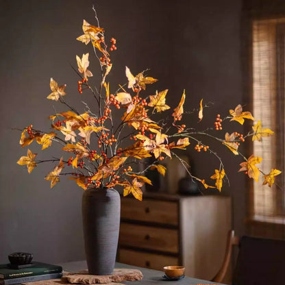 Autumn Maple Berry Branch 49.2-in RusticReach artificial plant in gray vase with berries on Tampa Home & Garden Store