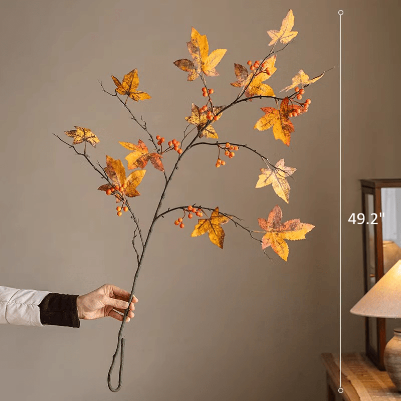 Autumn Maple Berry Branch 49.2in RusticReach artificial plant with orange leaves and berries on Tampa Home & Garden Store