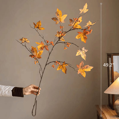 Autumn Maple Berry Branch 49.2in RusticReach artificial plant with orange leaves and berries on Tampa Home & Garden Store
