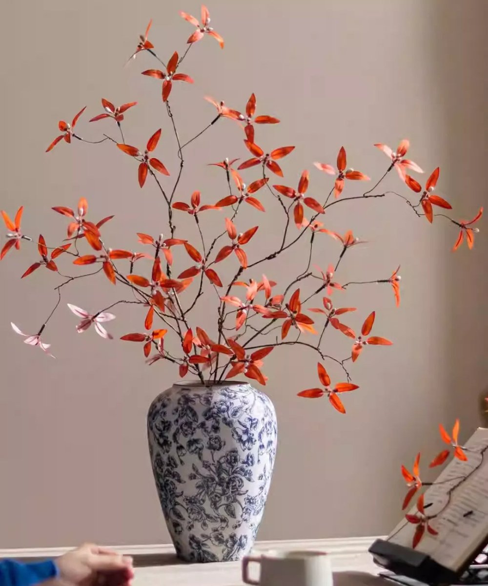 Autumn Pomegranate Leaf Stem RusticReach artificial plant with orange-red leaves on Tampa Home & Garden Store