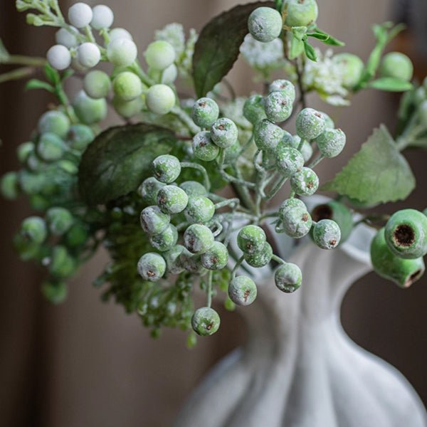 Blueberry & Greenery Bunch 13in tall artificial flora RusticReach frosted green berries on Tampa Home & Garden Store