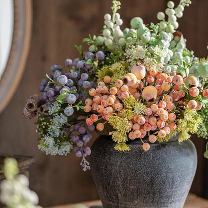 Blueberry & greenery floral arrangement in gray pot with purple berries RusticReach on Tampa Home & Garden Store