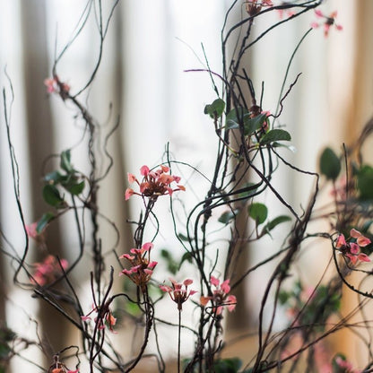 Faux baby's-breath vine stem 27 inches tall silk by RusticReach with pink blossoms on dark stems on Tampa Home & Garden Store
