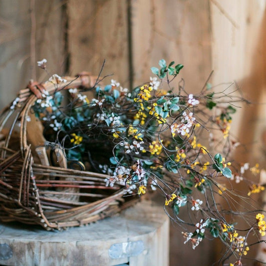Faux baby's-breath vine stem by RusticReach, 27 inches tall, silk with white and yellow blooms on Tampa Home & Garden Store