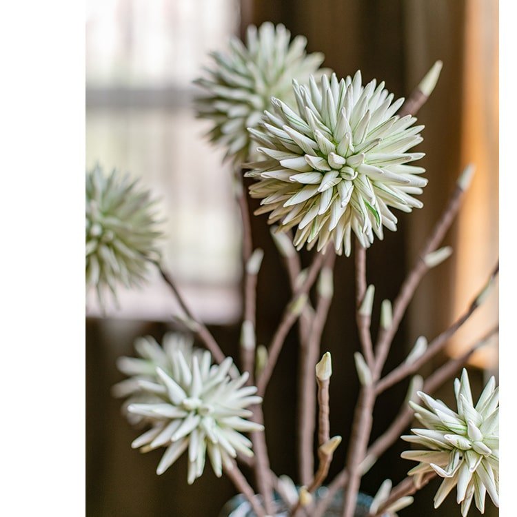 Round Ball Flower on Twig Stem in Green, artificial flowering plant by RusticReach on Tampa Home & Garden Store