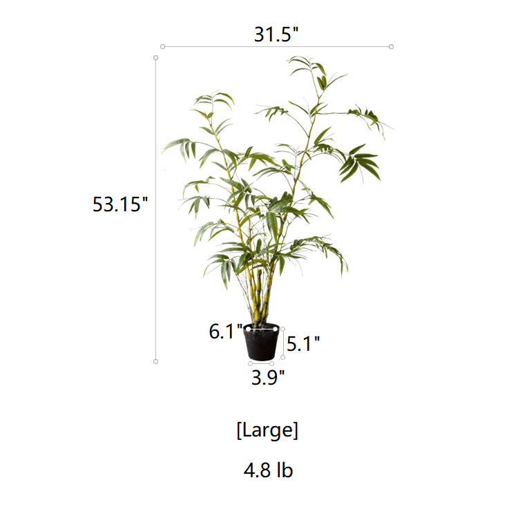 Artificial Bamboo Leaves in Pot by RusticReach, large green foliage in black planter on Tampa Home & Garden Store