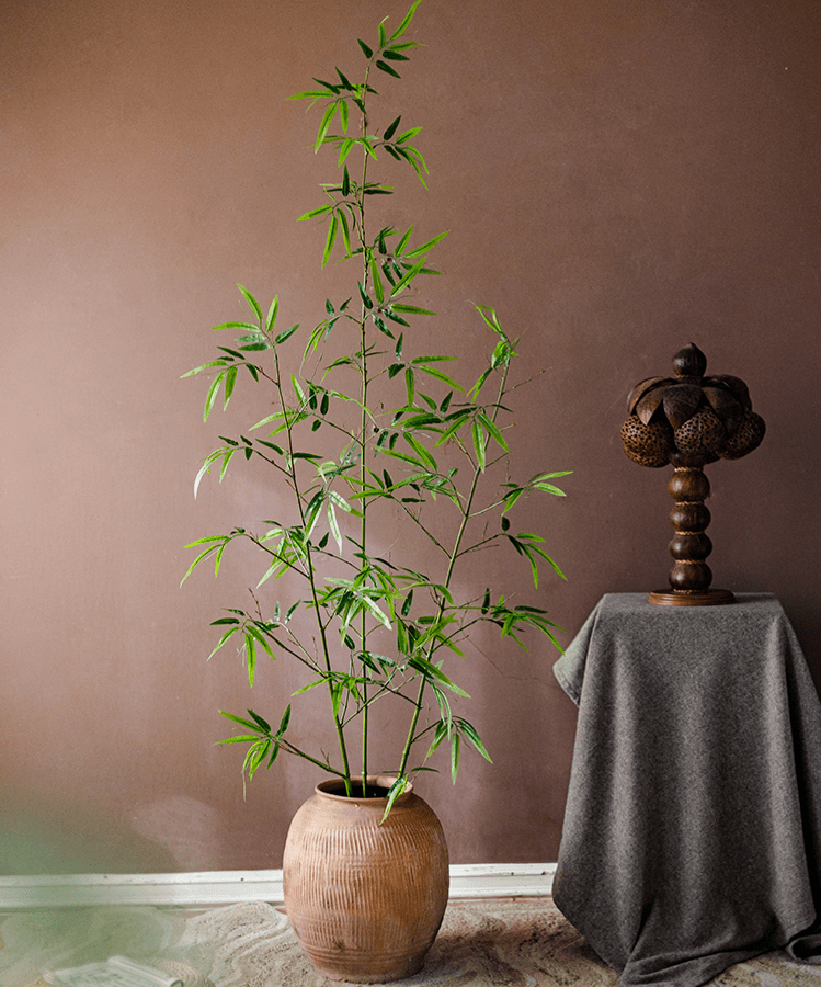 Artificial Bamboo Stem Plant set of 10 by RusticReach in terracotta pot for indoor decor on Tampa Home & Garden Store