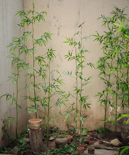 Artificial Bamboo Stem Faux Screen Plant Set of 10 with slender green stalks on Tampa Home & Garden Store